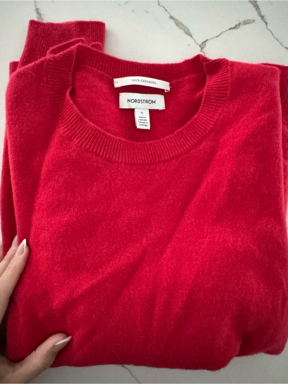 Nordstrom Bright Red Cashmere Crewneck Sweater